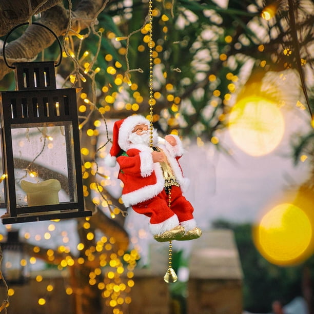 Papá Noel Escalador Cuerda Sube y Baja Musical Adorno Navideño