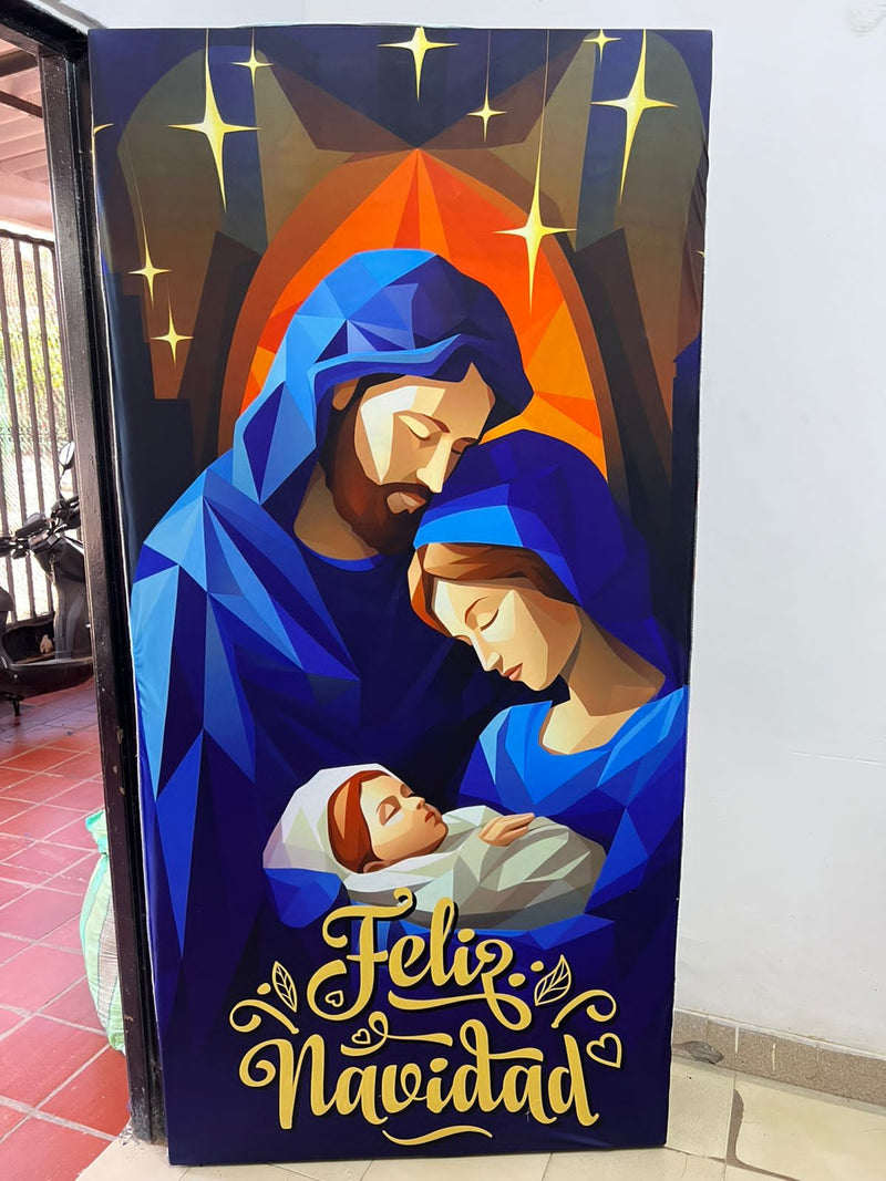 FUNDAS PARA PUERTA NAVIDEÑAS🎄SAGRADA FAMILIA NACIMIENTO